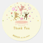 Laten we springen apen kinderen verjaardag ronde sticker (Voorkant)