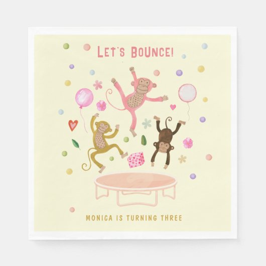 Laten we springen apen kinderen verjaardag servet (Voorkant)