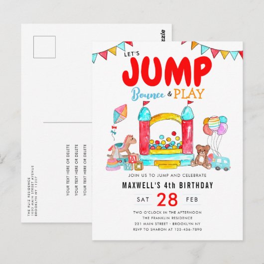 Laten we springen Bounce House Trampoline Park Ver Briefkaart (Voorkant / Achterkant)