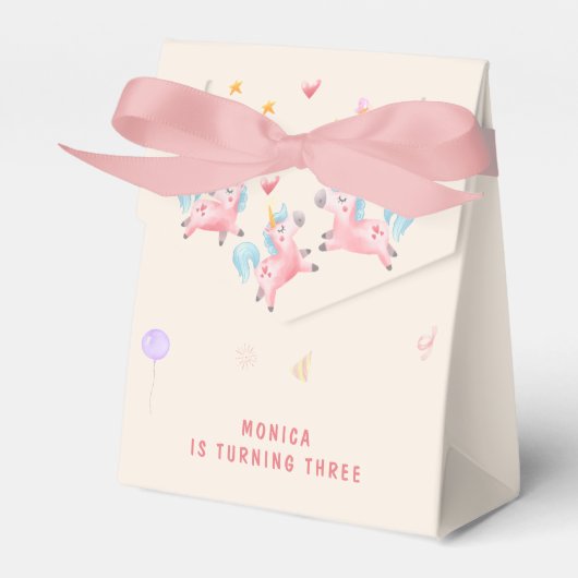 Laten we springen eenhoorns kinderen verjaardag bedankdoosjes (Voorkant Zijde)