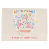 Laten we springen eenhoorns kinderen verjaardag groot cadeauzakje (Achterkant)