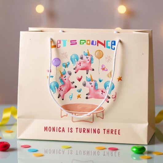 Laten we springen eenhoorns kinderen verjaardag groot cadeauzakje