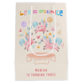 Laten we springen eenhoorns kinderen verjaardag medium cadeauzakje (Achterkant)