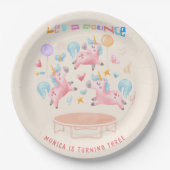 Laten we springen eenhoorns kinderen verjaardag papieren bordje (Voorkant)