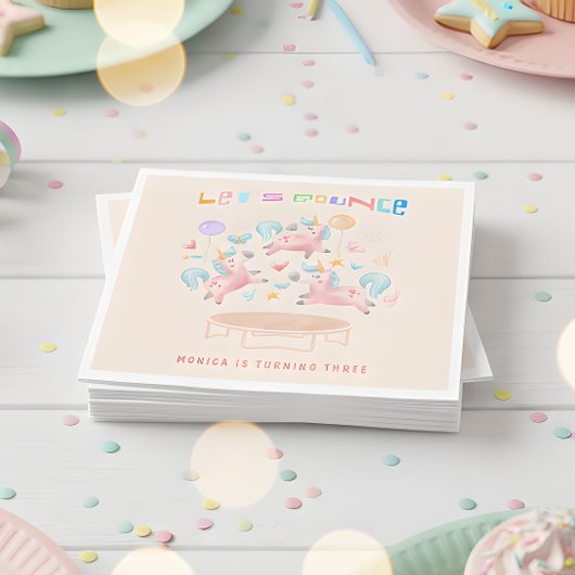 Laten we springen eenhoorns kinderen verjaardag servet