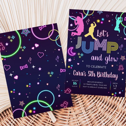 Laten we springen en gloeien verjaardagsfeestje kaart