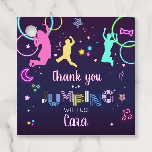 Laten we springen en gloeien verjaardagsfeestje pl bedankjes labels (Voorkant)