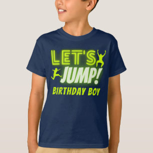 Laten we springen Neon Glow Trampoline Birthday Pa T-shirt