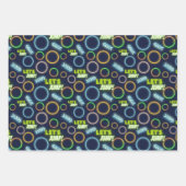 Laten we springen Neon Glow Trampoline Park Verjaa Inpakpapier Vel (Voorkant 3)