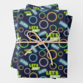 Laten we springen Neon Glow Trampoline Park Verjaa Inpakpapier Vel (In situ)