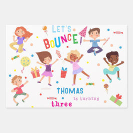 Laten we springen park kinderen verjaardag bounce inpakpapier vel