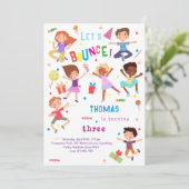 Laten we springen park kinderen verjaardag bounce kaart (Staand voorkant)