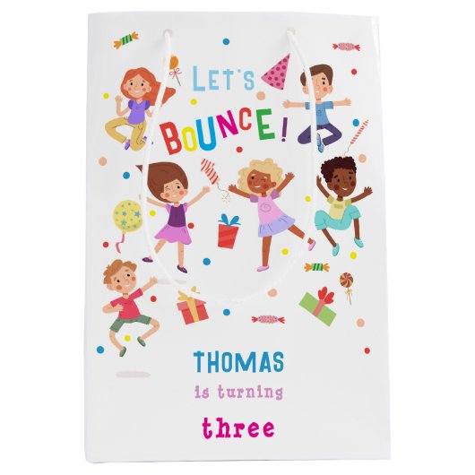 Laten we springen park kinderen verjaardag bounce medium cadeauzakje (Voorkant)