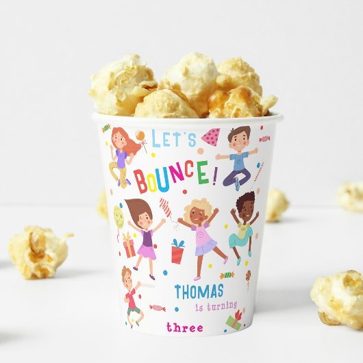 Laten we springen park kinderen verjaardag bounce papieren bekers