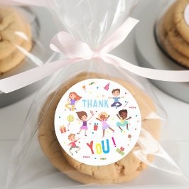 Laten we springen park kinderen verjaardag bounce ronde sticker