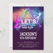 Laten we springen partij Neon Trampoline Verjaarda Kaart (Voorkant)