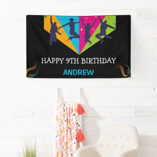 Laten we springen Partij Trampoline sprong Verjaar Spandoek (Insitu)