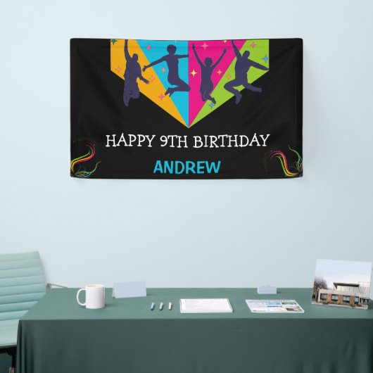 Laten we springen Partij Trampoline sprong Verjaar Spandoek (Beurs)