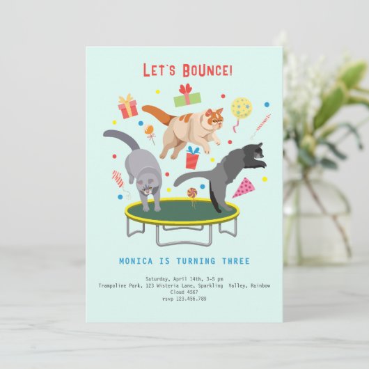 Laten we springen springkatten verjaardag kinderen kaart (Staand voorkant)