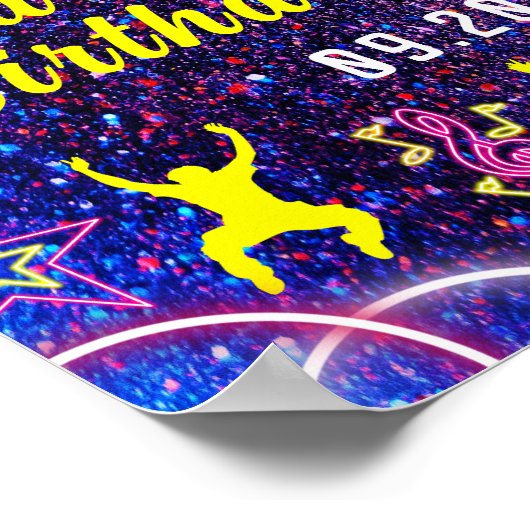 Laten we springen Trampoline Neon Party Welkomstbo Poster (Hoek)