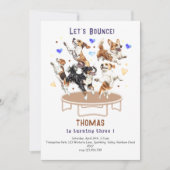 Laten we springen trampoline park honden verjaarda kaart (Voorkant)