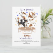 Laten we springen trampoline park honden verjaarda kaart (Staand voorkant)