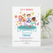 Laten we springen trampoline park kinderen verjaar kaart (Staand voorkant)