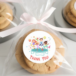 Laten we springen trampoline park kinderen verjaar ronde sticker