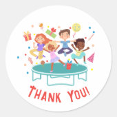 Laten we springen trampoline park kinderen verjaar ronde sticker (Voorkant)