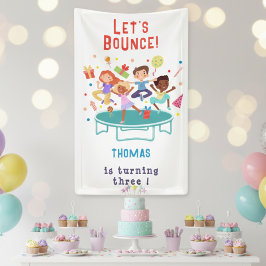 Laten we springen trampoline park kinderen verjaar spandoek