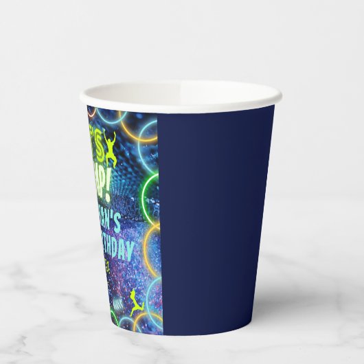 Laten we springen Trampoline Party Neon Green Glow Papieren Bekers (Links)