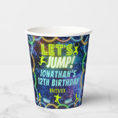 Laten we springen Trampoline Party Neon Green Glow Papieren Bekers (Voorkant)