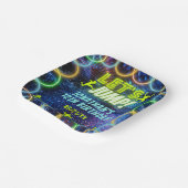 Laten we springen Trampoline Party Neon Green Glow Papieren Bordje (Gebogen)