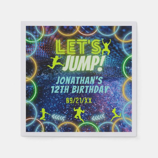 Laten we springen Trampoline Party Neon Green Glow Servet (Voorkant)