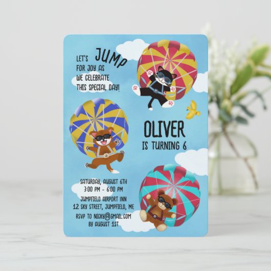 Laten we springen voor Joy Birthday Party uitnodig Kaart (Staand voorkant)