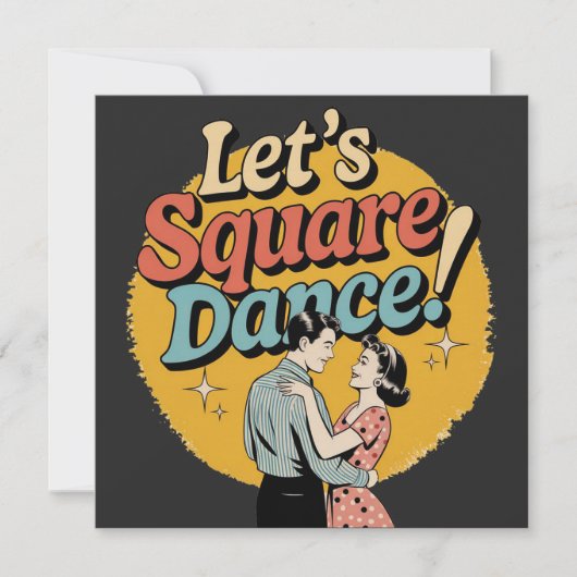 Laten we Square Dance doen Retro cadeau voor squar Save The Date (Voorkant)