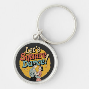 Laten we Square Dance doen Retro square dancing ca Sleutelhanger