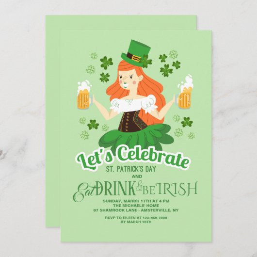 Laten we St. Patrick's Dag vieren Kaart (Voorkant / Achterkant)