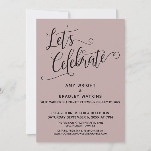 Laten we Stof Elegante Stof Roze Ontvangst Alleen  Kaart (Voorkant)