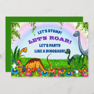 Laten we Stomp en Roar Dinosaur Birthday Party Kaart