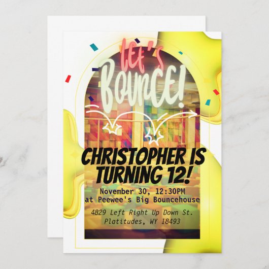 Laten we stuiteren! Bday-uitnodiging Kaart (Voorkant / Achterkant)