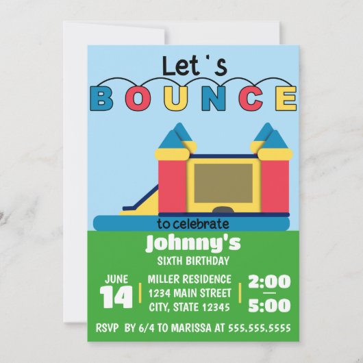 Laten we stuiteren, stuiteren huis verjaardagsfees kaart (Voorkant)