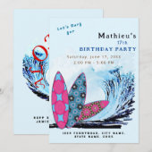 Laten we surven surfboard strand verjaardagsfeestj kaart (Voorkant / Achterkant)