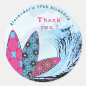 Laten we surven surfboard strand verjaardagsfeestj ronde sticker (Voorkant)