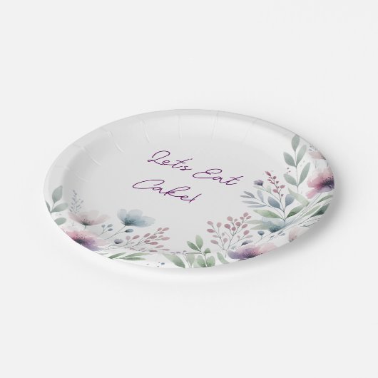 Laten we taart eten! Mooie botanische trouwtaart Papieren Bordje (Gekanteld)