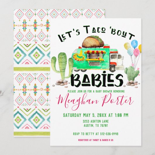 Laten we Taco Bout Babies Baby shower Kaart (Voorkant / Achterkant)