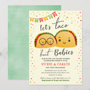 Laten we Taco Bout Babies Co-ed Twin Baby shower o Kaart