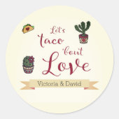 Laten we Taco 'bout Love Fiesta Thema Bruidsfeest Ronde Sticker (Voorkant)