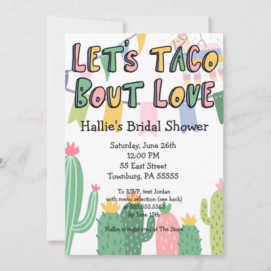 Laten we Taco Bout Love Fiesta Threadings Invitati Kaart (Voorkant)