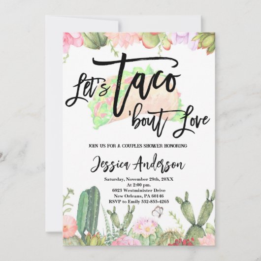 Laten we Taco ’Bout Love uitnodigen Fiesta Couples Kaart (Voorkant)